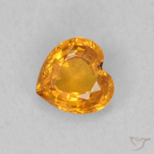 0.47ct Naturel Miel Orange Saphir, Cœur, VS