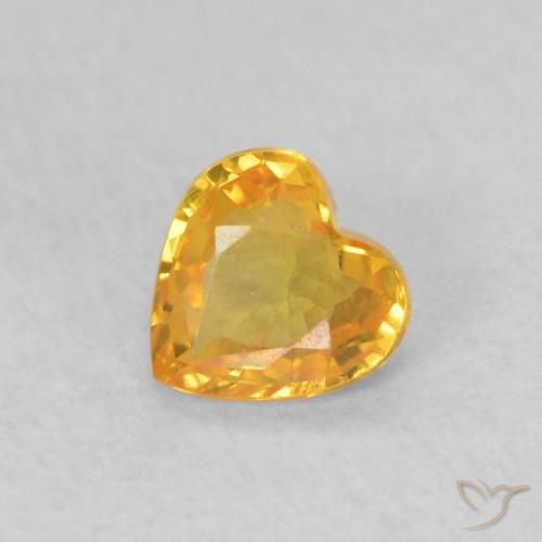 0.41ct Naturel Orange-or Saphir, Cœur, VS