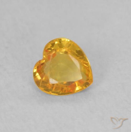 Saphir Orange moyen naturelle Cœur, 0.32 ct, VS