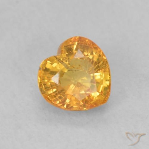 Saphir Orange vif naturelle Cœur, 0.54 ct, VS