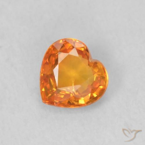 0.42ct Naturel Orange vif Saphir, Cœur, VS