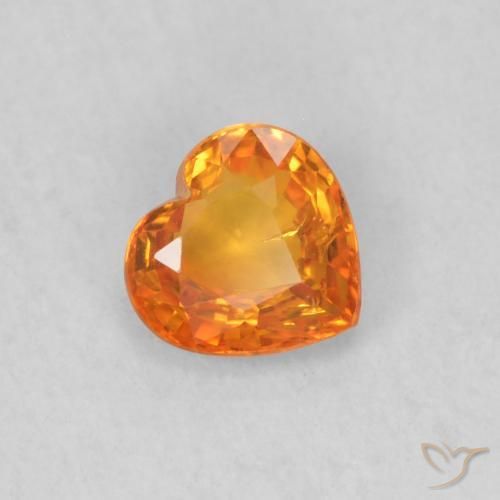 Saphir Orange vif naturelle Cœur, 0.42 ct, VS