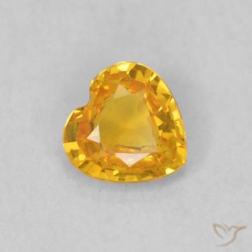 Saphir Doré vif naturelle Cœur, 0.39 ct, VVS-VS