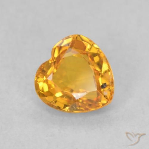 Saphir Doré-orange foncé naturelle Cœur, 0.51 ct, VVS-VS