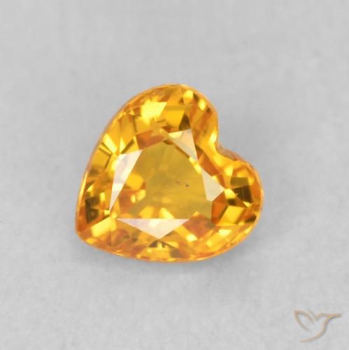 Saphir Orange-or naturelle Cœur, 0.48 ct, VS