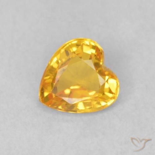 0.43ct Naturel Orange Doré Saphir, Cœur, VS