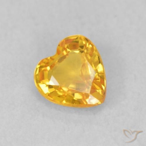 Saphir Orange Doré naturelle Cœur, 0.43 ct, VS