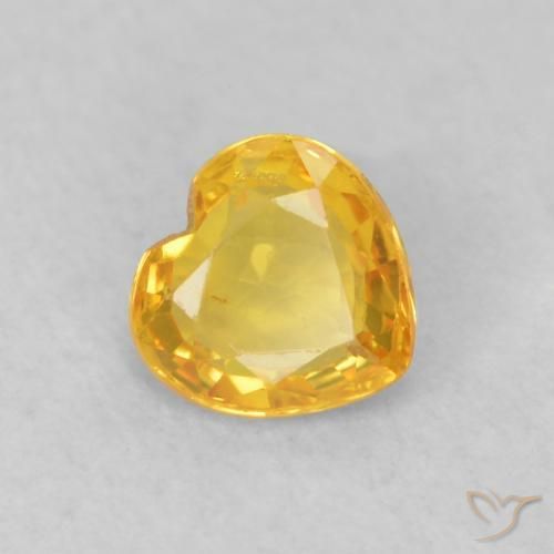 Saphir Orange doré naturelle Cœur, 0.46 ct, VS