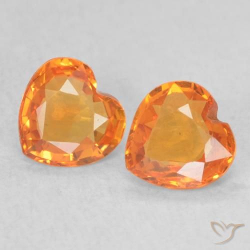 0.76ctw Naturel Orange vif Saphir, Cœur, VVS-VS