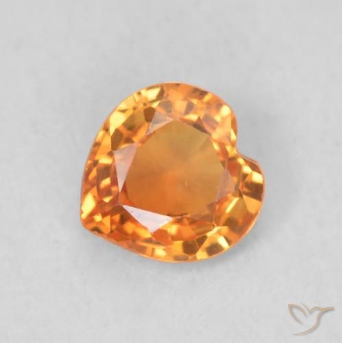 0.40ct Naturel Orange moyen Saphir, Cœur, VVS-VS