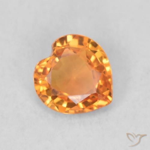 Saphir Orange moyen naturelle Cœur, 0.40 ct, VVS-VS