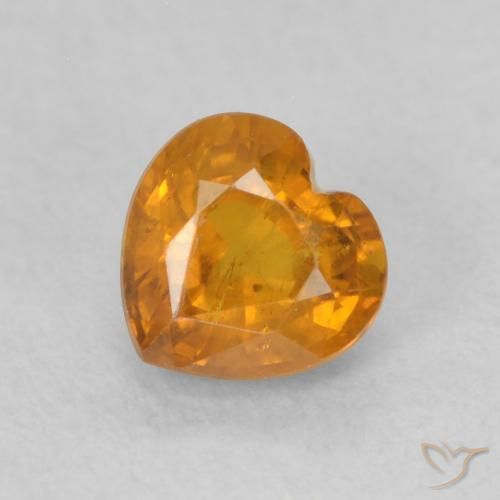 Saphir Or orange foncé naturelle Cœur, 0.54 ct, VS