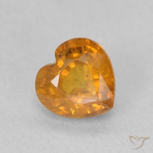 Saphir Or orange foncé naturelle Cœur, 0.54 ct, VS