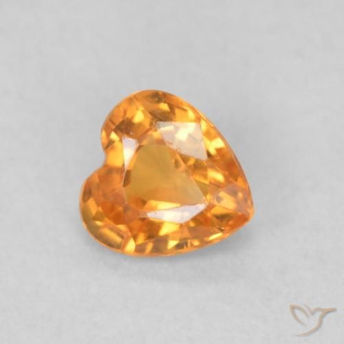 0.35ct Naturel Orange moyen Saphir, Cœur, VS