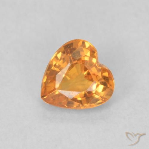 Saphir Orange moyen naturelle Cœur, 0.35 ct, VS