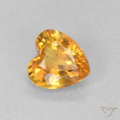 Saphir Orange doré profond naturelle Cœur, 0.47 ct, VVS-VS