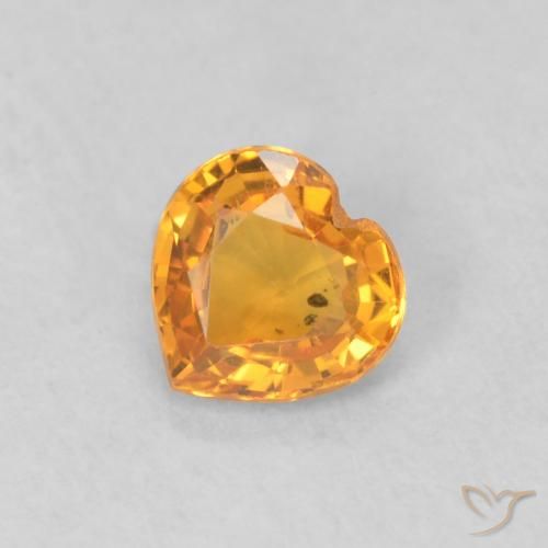 0.40ct Naturel Orange intense Saphir, Cœur, VS