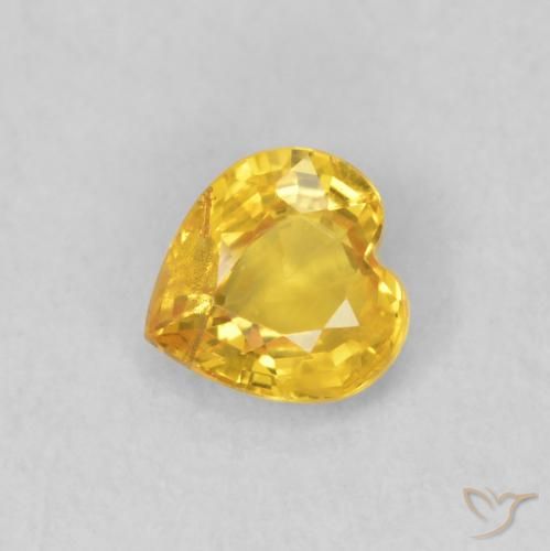 0.41ct Naturel Doré Saphir, Cœur, VS