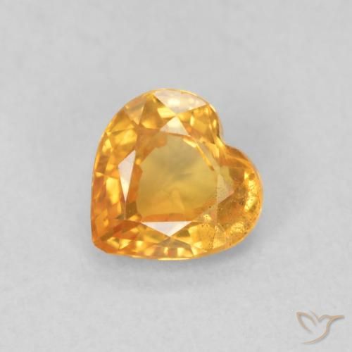 0.47ct Naturel Orange-or Saphir, Cœur, VS