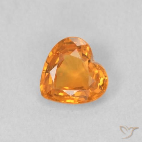 0.37ct Naturel Orange moyen Saphir, Cœur, VVS-VS