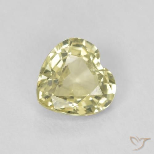 Saphir Jaune verdâtre clair naturelle Cœur, 0.72 ct, VVS-VS