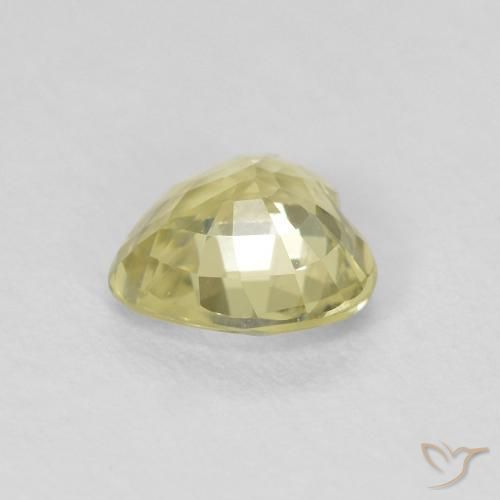 Saphir Jaune verdâtre clair naturelle Cœur, 0.72 ct, VVS-VS