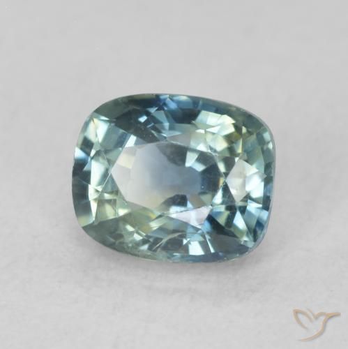 Saphir Sarcelle naturelle Coussin, 0.80 ct, VS