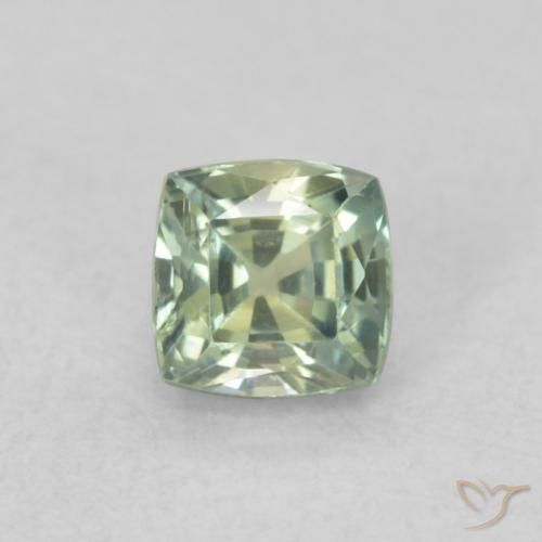 0.57ct Naturel Medium Light-Green Saphir, Coussin, VS