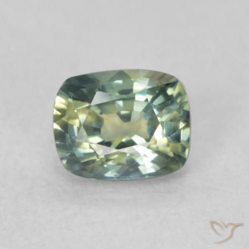 0.64ct Naturel Bleu vert Saphir, Coussin, VS