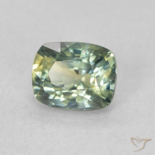 Saphir Bleu vert naturelle Coussin, 0.64 ct, VS