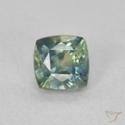 0.56ct Naturel Bleu vert moyen Saphir, Coussin, VS