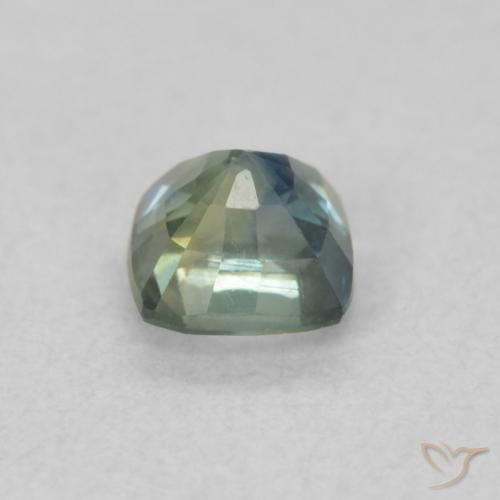 Saphir Bleu vert moyen naturelle Coussin, 0.56 ct, VS