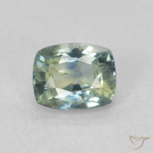 0.62ct Naturel Bleu verdâtre Saphir, Coussin, VS
