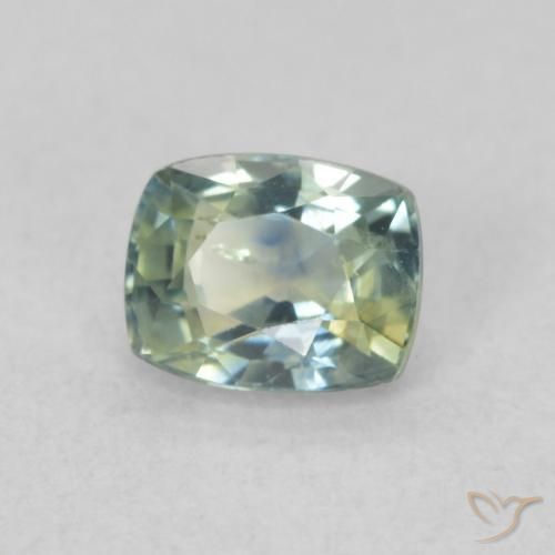 Saphir Bleu verdâtre naturelle Coussin, 0.62 ct, VS