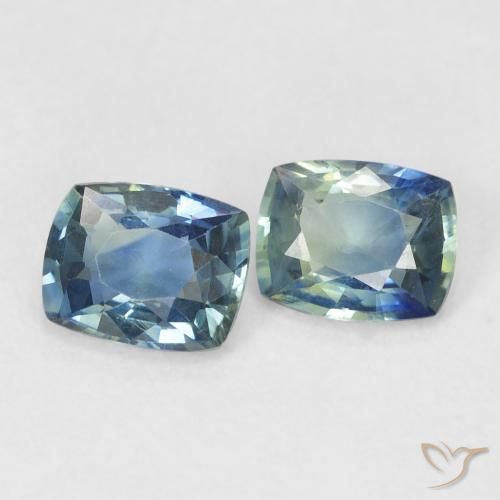 Shop natural 1.31ct Bleu vert moyen Saphir gems, Coussin, from Madagascar at GemSelect. In stock, global shipping!