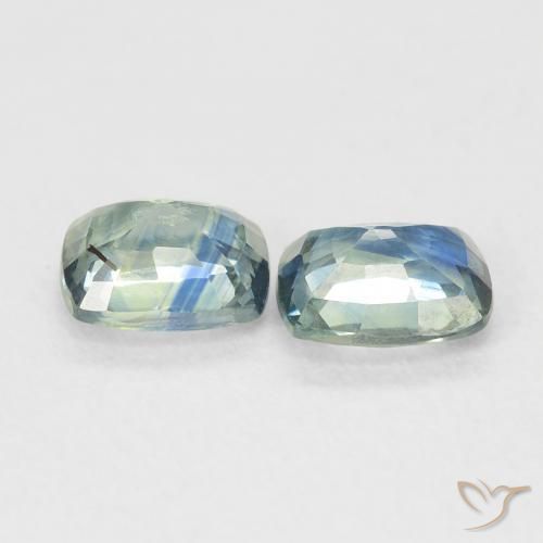 Shop natural 1.45ct Bleu vert Saphir gems, Coussin, from Madagascar at GemSelect. In stock, global shipping!