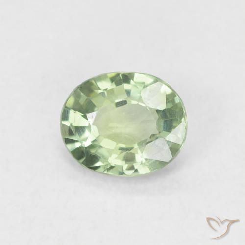 Saphir Vert sauge très clair naturelle ovale, 0.46 ct, VVS-VS