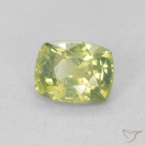 Saphir Jaune citron léger naturelle Coussin, 0.61 ct, VS