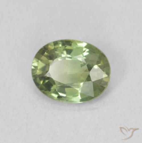 Saphir Vert poire naturelle ovale, 0.47 ct, VVS