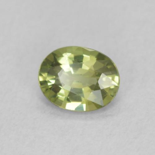 Saphir Vert jaunâtre naturelle ovale, 0.41 ct, VVS