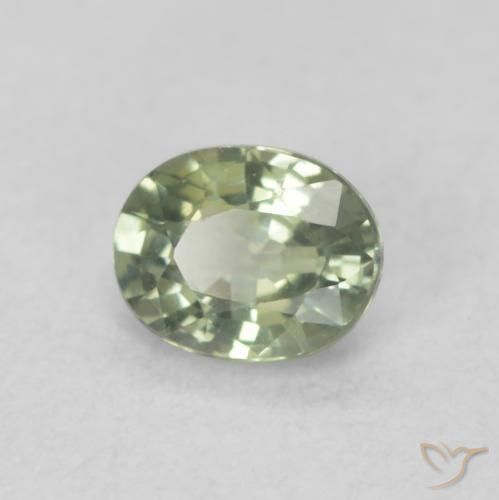Saphir Vert clair naturelle ovale, 0.50 ct, VVS
