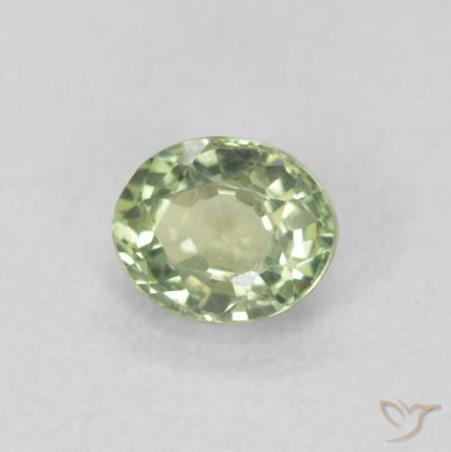 Saphir Vert sauge léger naturelle ovale, 0.51 ct, VVS