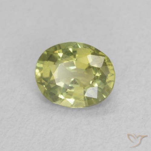 Saphir Vert jaunâtre naturelle ovale, 0.44 ct, VS