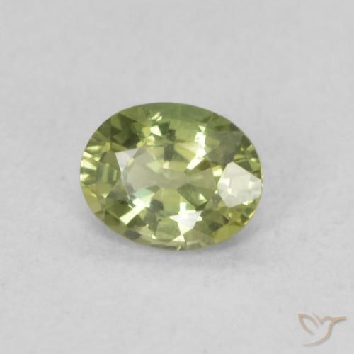 Saphir Vert jaunâtre naturelle ovale, 0.39 ct, VS