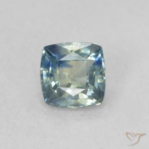 0.44ct Naturel Bleu verdâtre Saphir, Coussin, VS