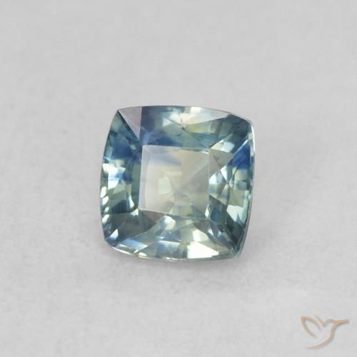 Saphir Bleu verdâtre naturelle Coussin, 0.44 ct, VS
