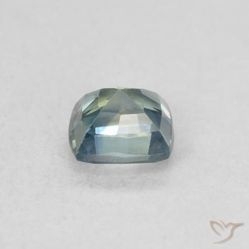 Saphir Bleu verdâtre naturelle Coussin, 0.44 ct, VS
