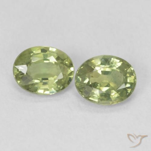 0.77ctw Naturel Vert jaunâtre Saphir, ovale, VS