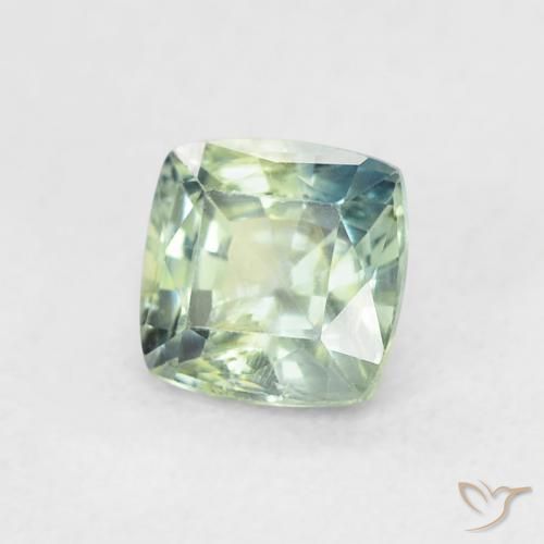 Saphir Bleu vert naturelle Coussin, 0.63 ct, VS