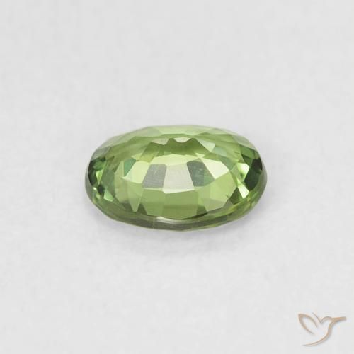 Saphir Vert poire naturelle ovale, 0.41 ct, VVS